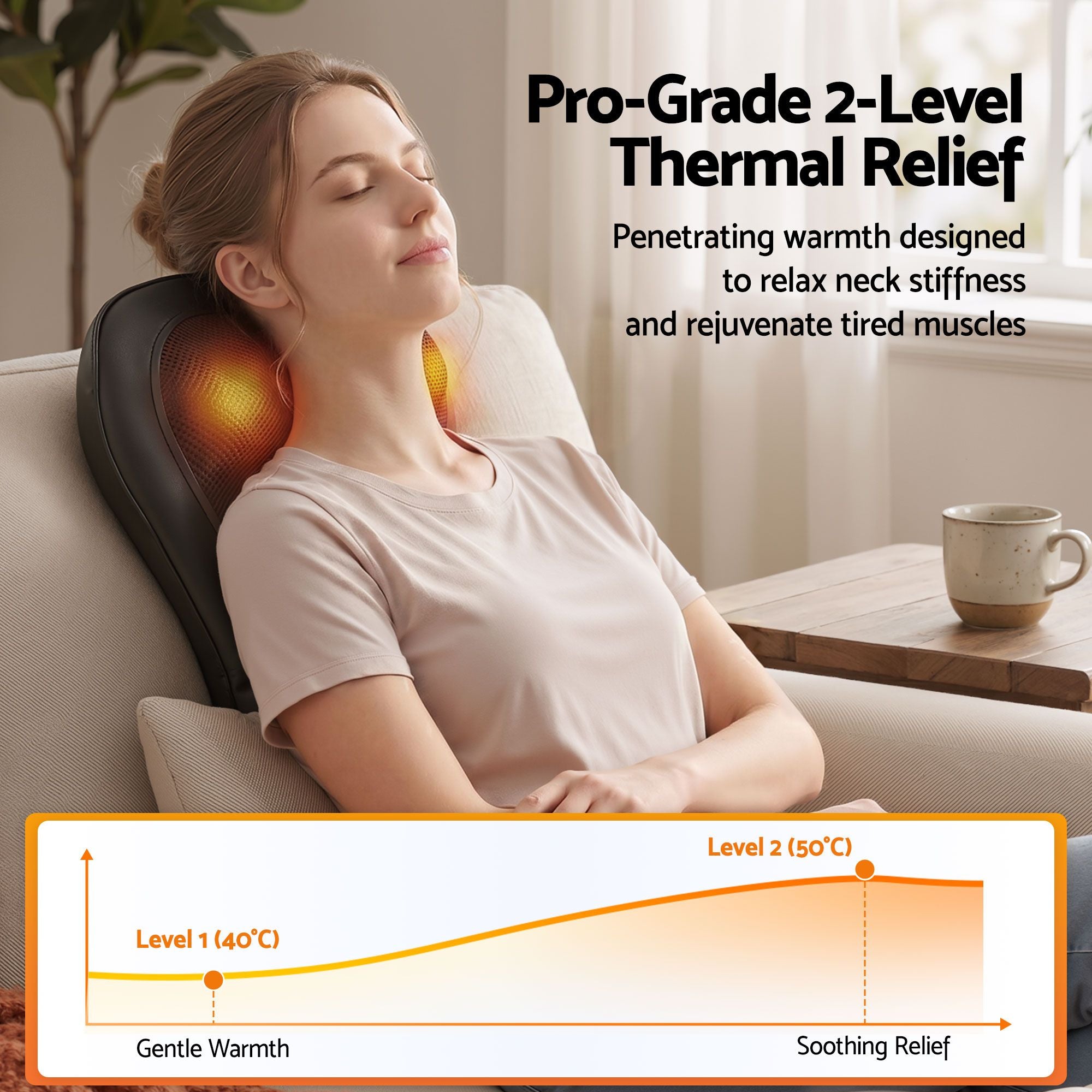 Livemor Large Back Massager with Heat & Traction - 6 Modes
