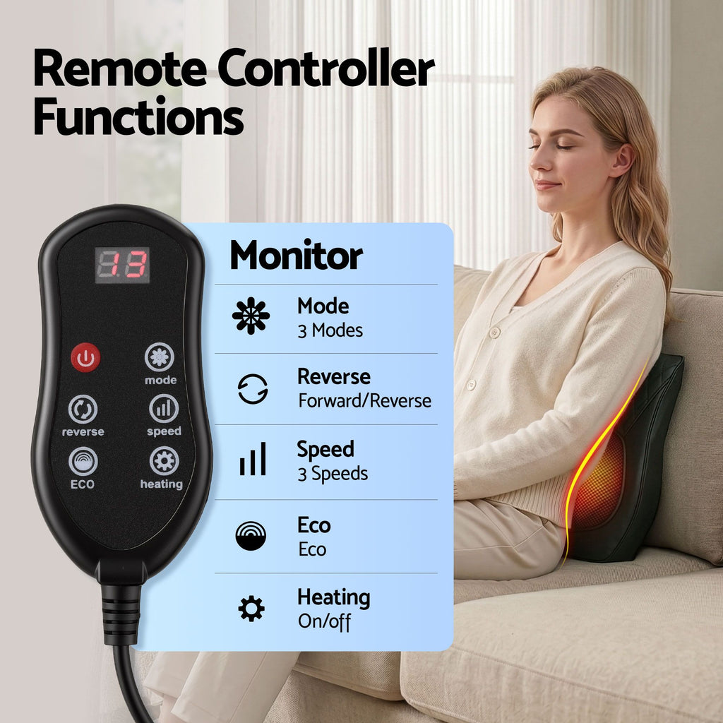 Livemor Large Back Massager with Heat & Traction - 6 Modes