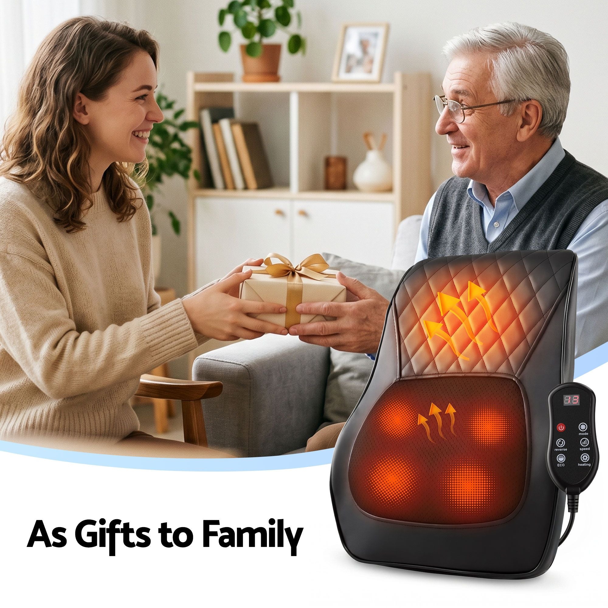 Livemor Large Back Massager with Heat & Traction - 6 Modes