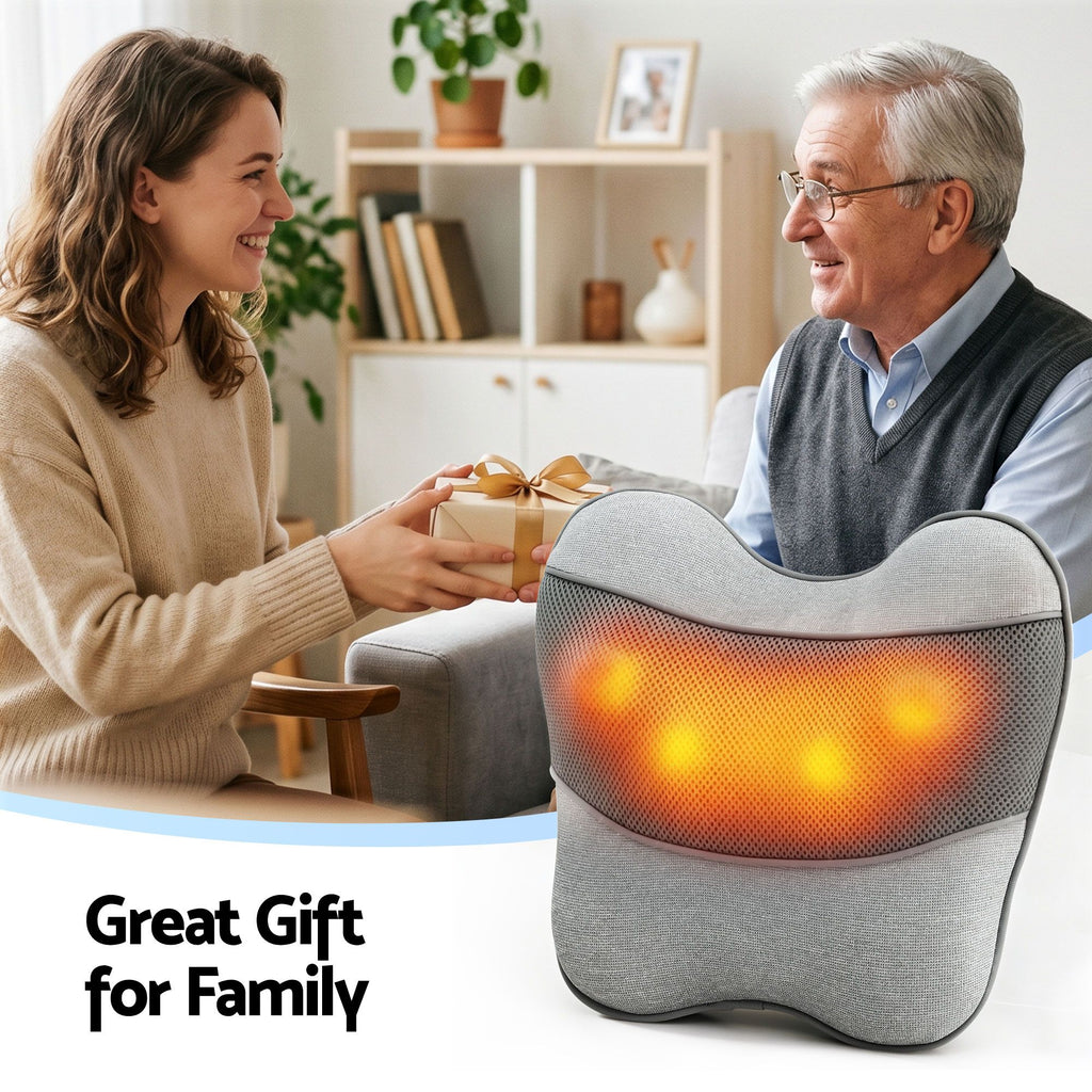 Livemor USB Back & Neck Massager Pillow with Heat - Grey