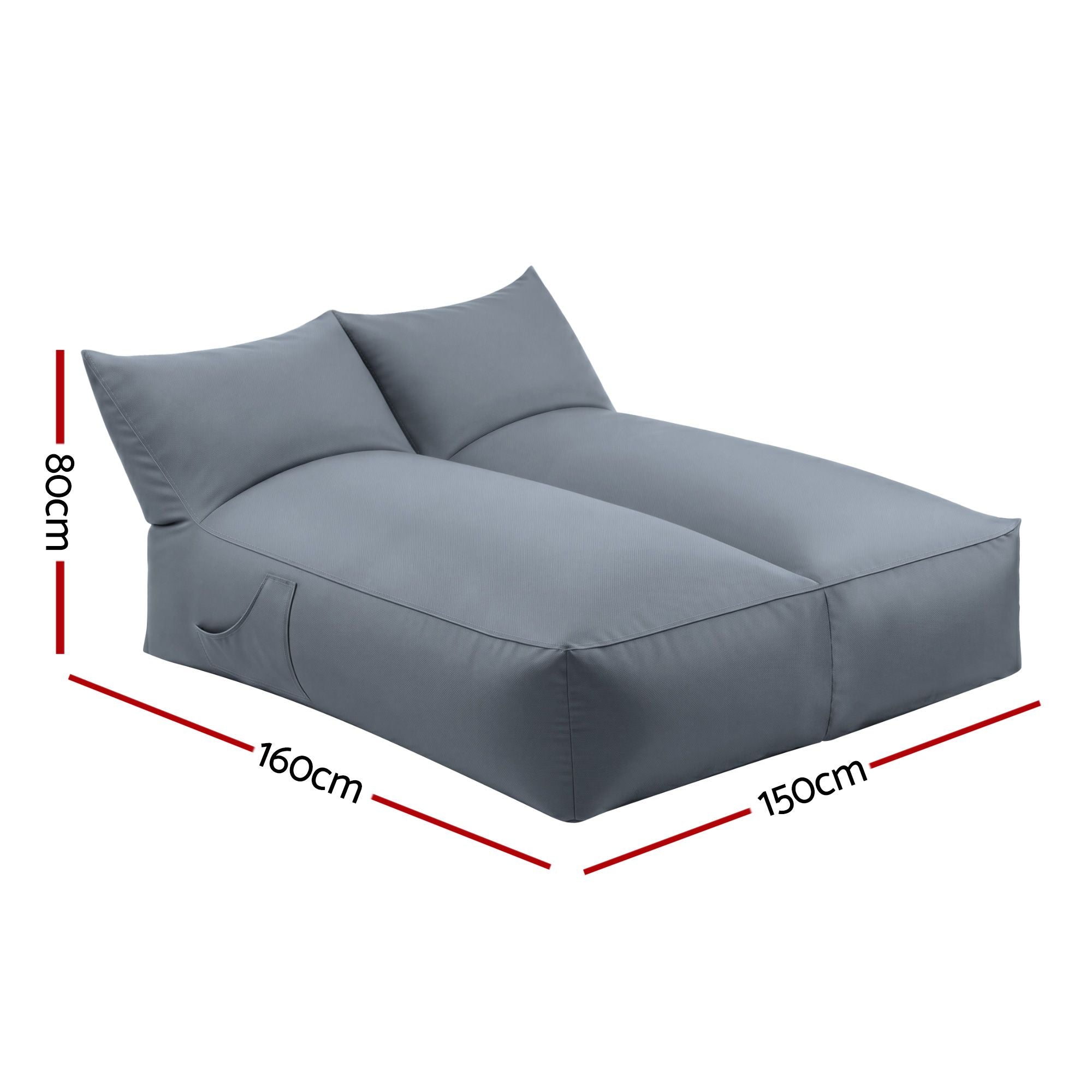 Artiss Outdoor 2-Seater Bean Bag Cover - Grey