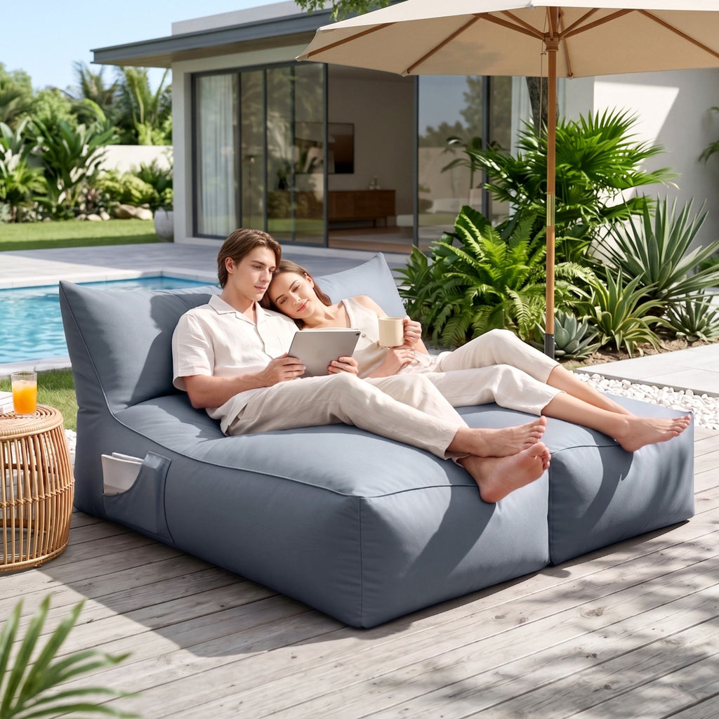 Artiss Outdoor 2-Seater Bean Bag Cover - Grey