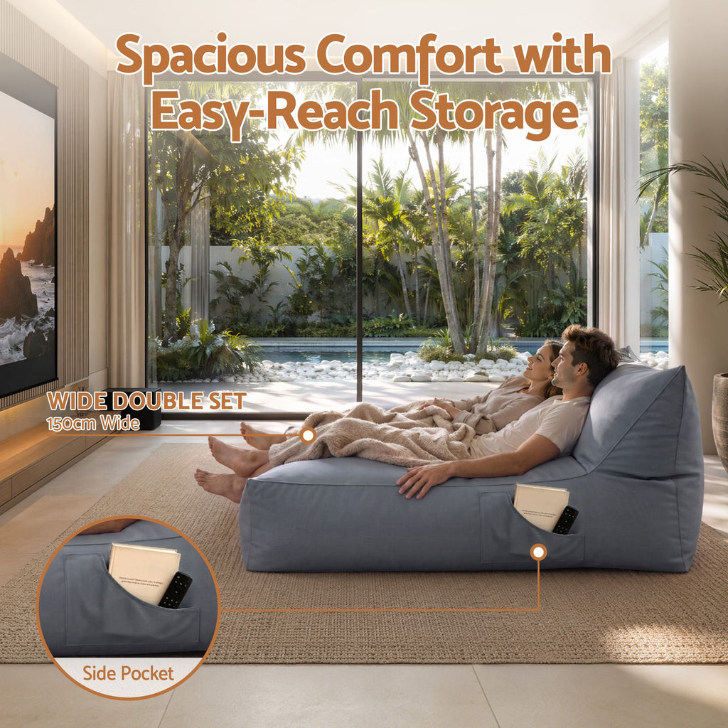 Artiss Outdoor 2-Seater Bean Bag Cover - Grey