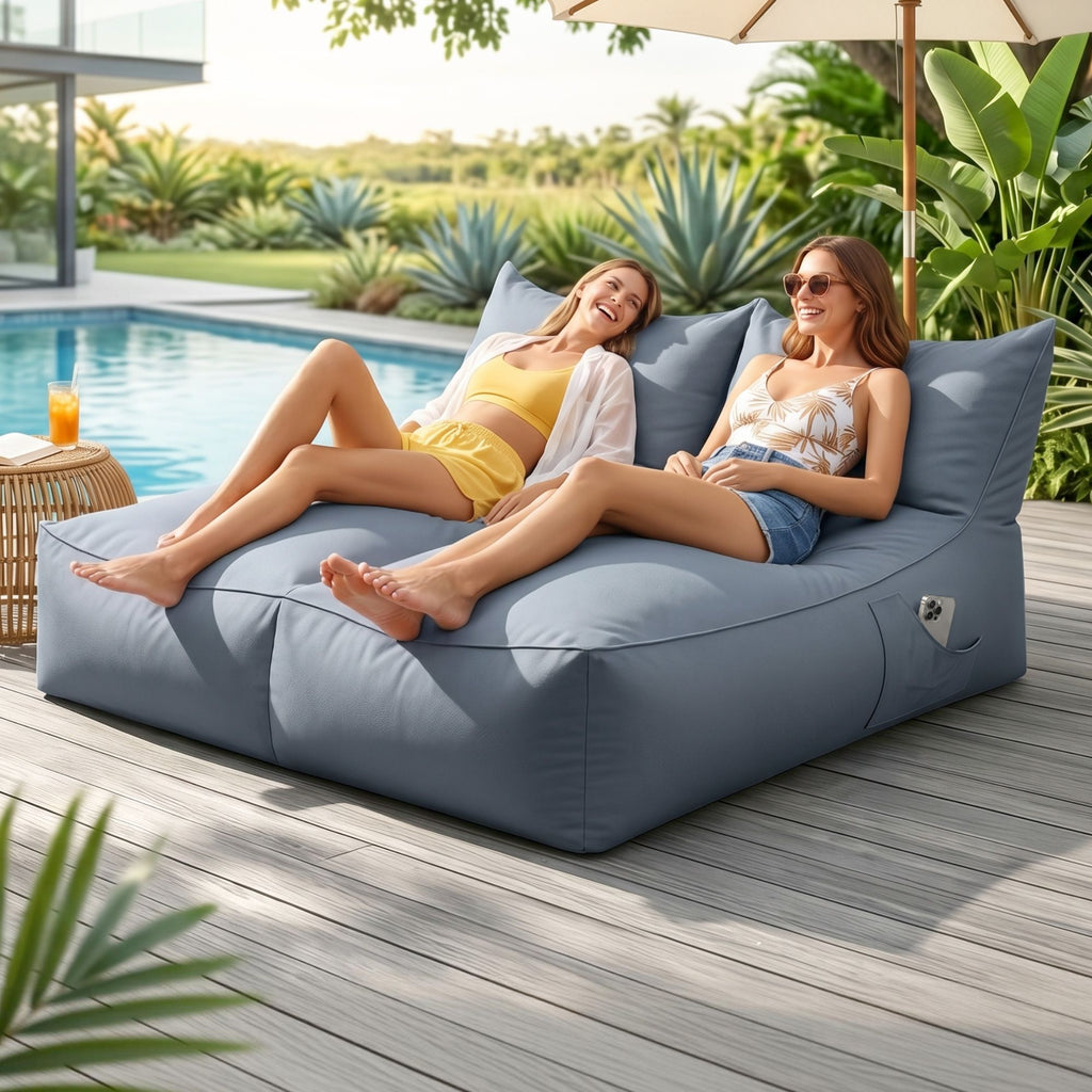 Artiss Outdoor 2-Seater Bean Bag Cover - Grey