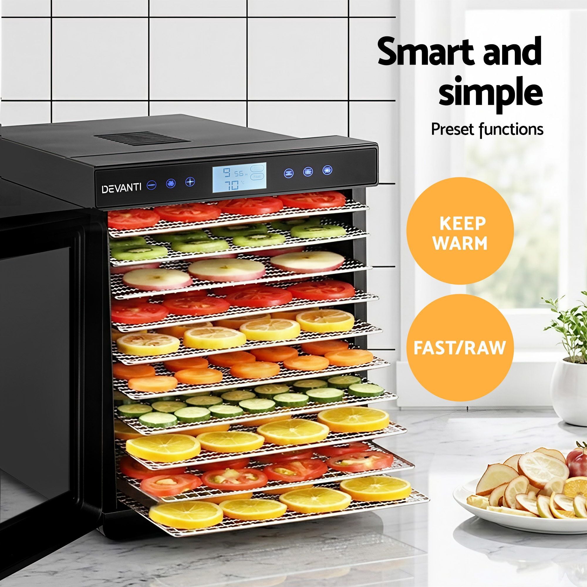 Devanti 10-Tray Food Dehydrator - Stainless Steel