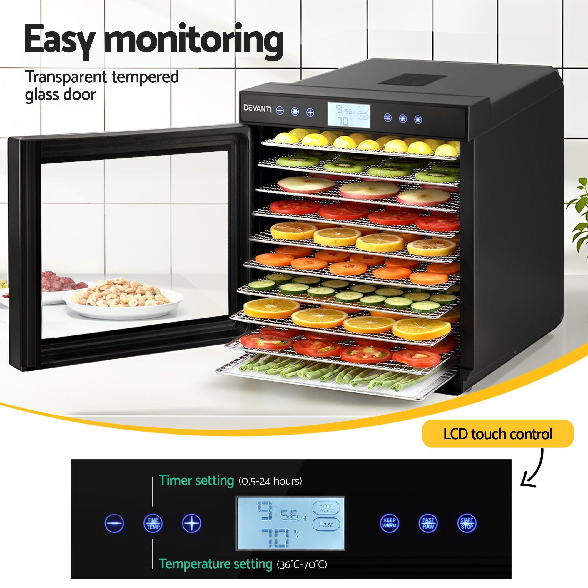 Devanti 10-Tray Food Dehydrator - Stainless Steel