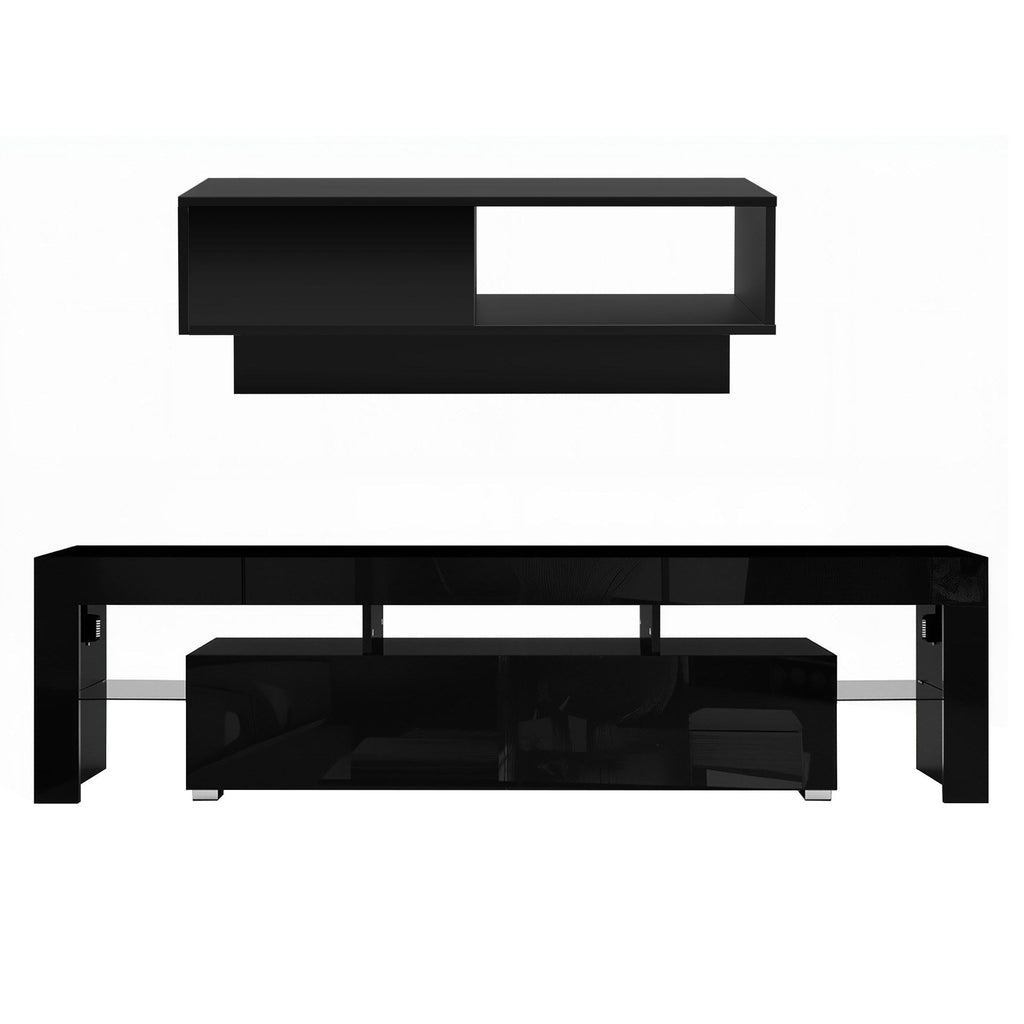 Artiss LED TV Unit & Coffee Table Set - Black