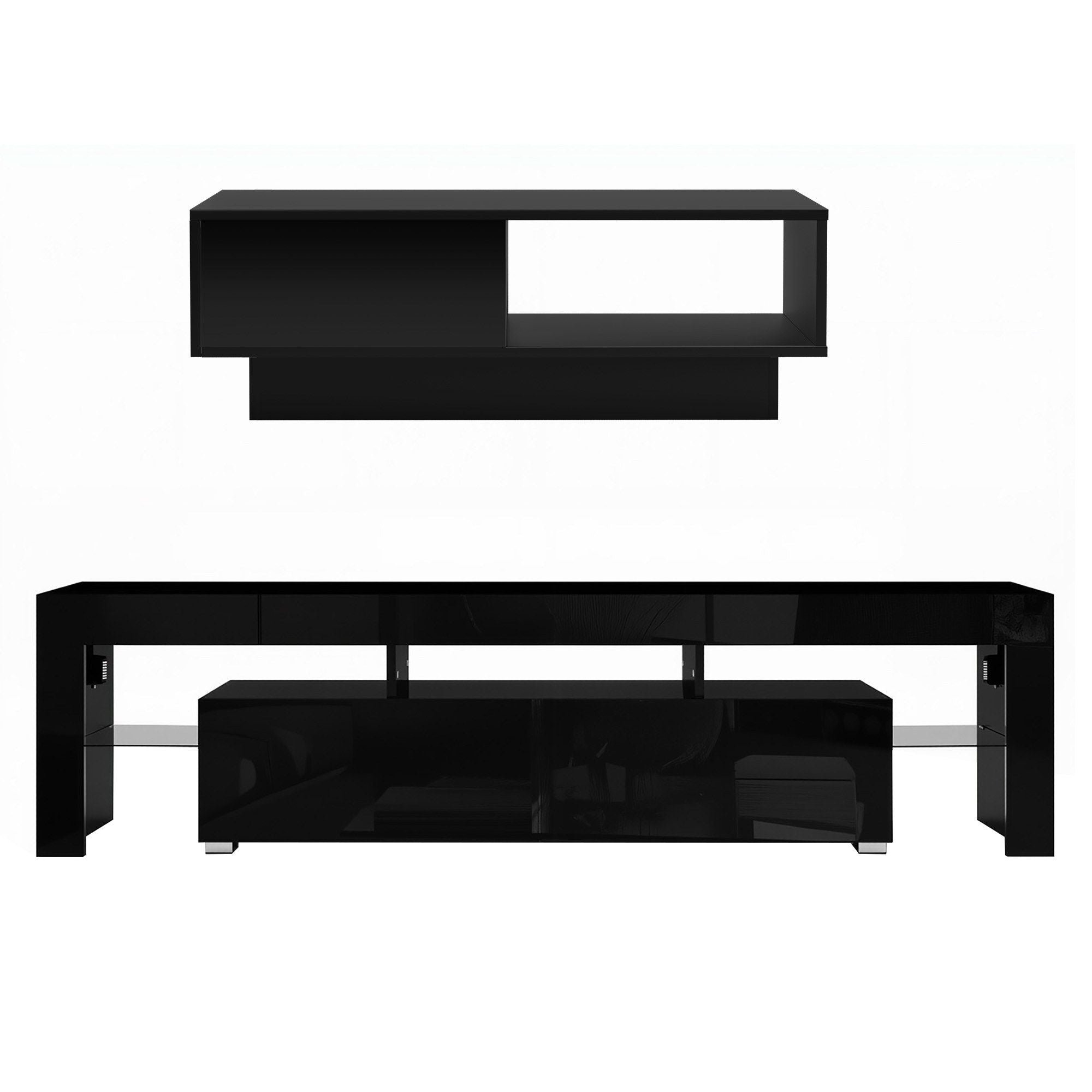 Artiss LED TV Unit & Coffee Table Set - Black