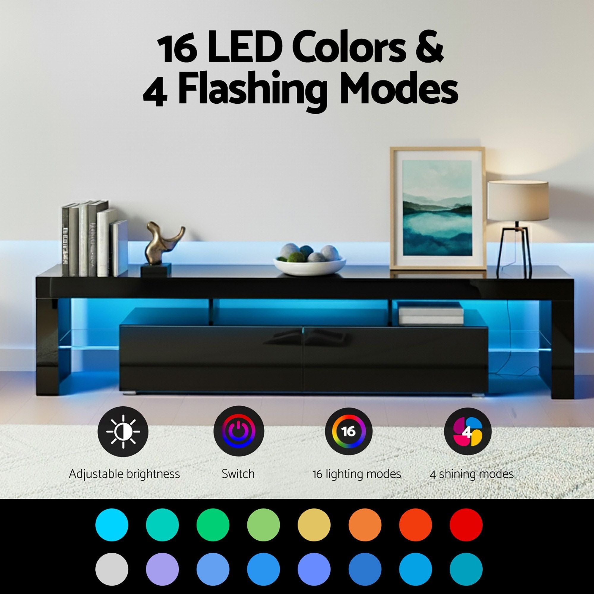 Artiss LED TV Unit & Coffee Table Set - Black