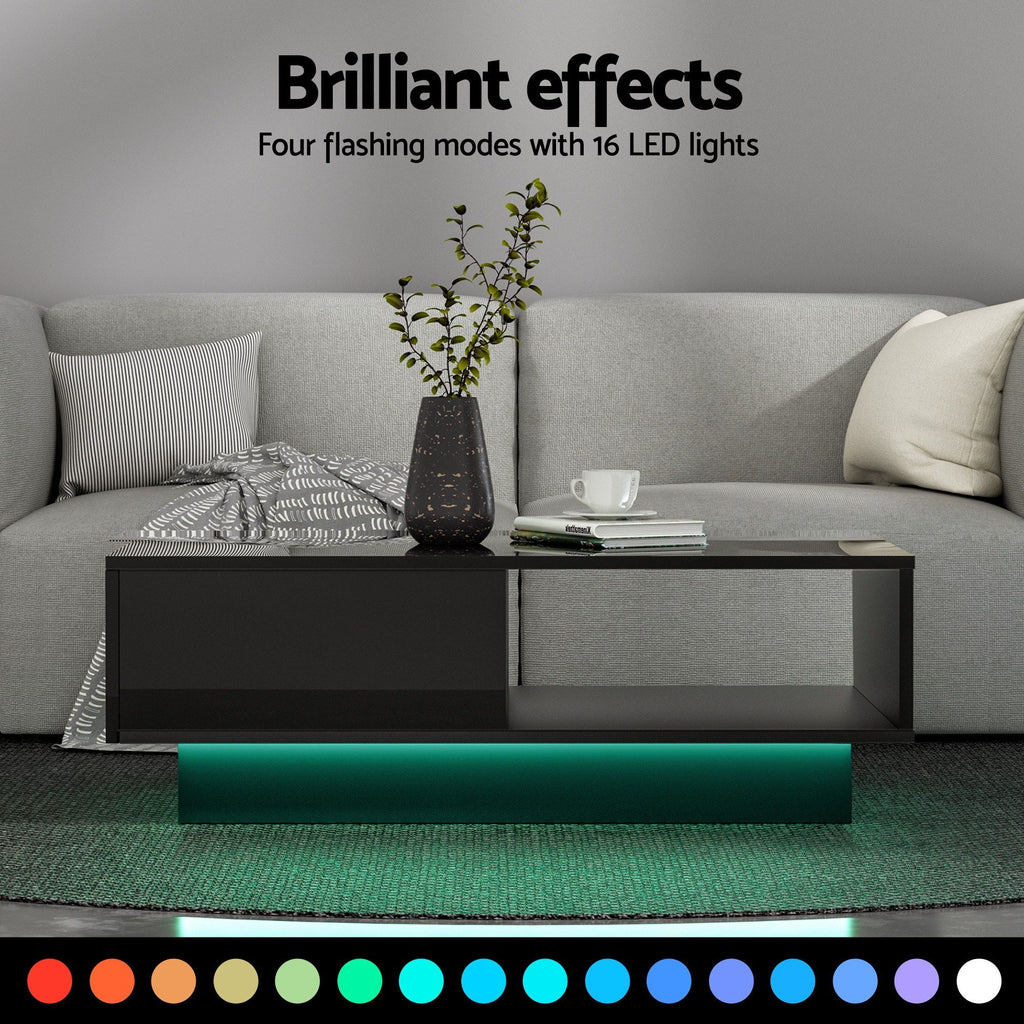 Artiss LED TV Unit & Coffee Table Set - Black