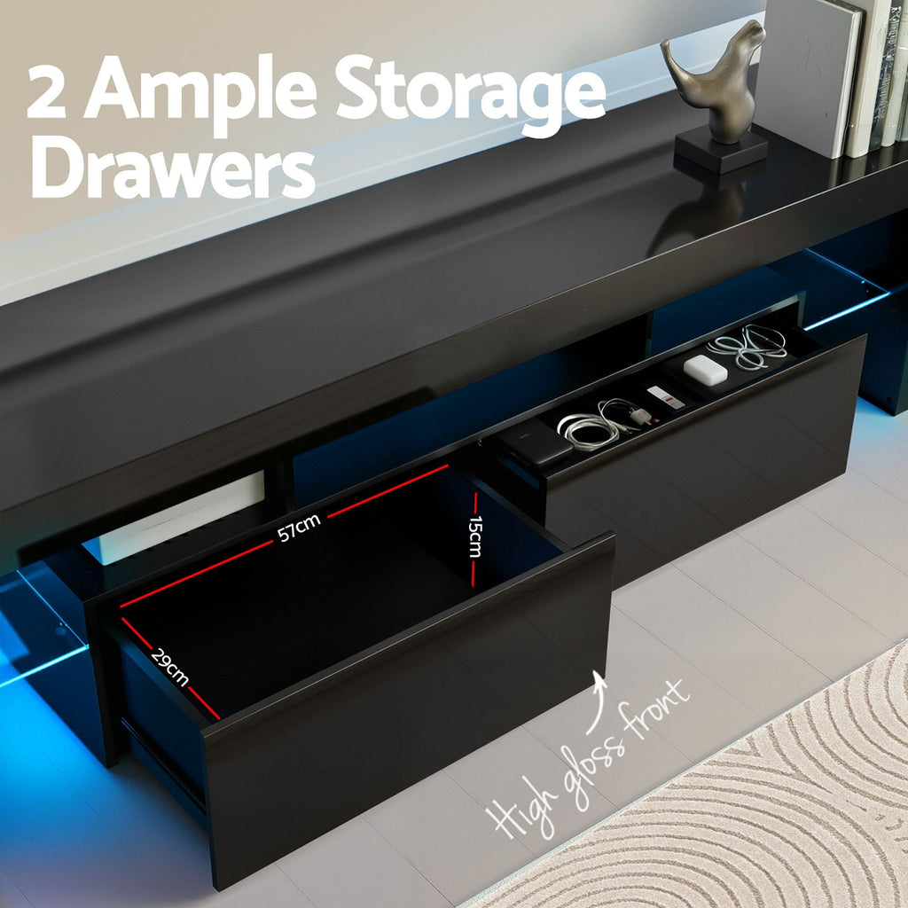 Artiss LED TV Unit & Coffee Table Set - Black
