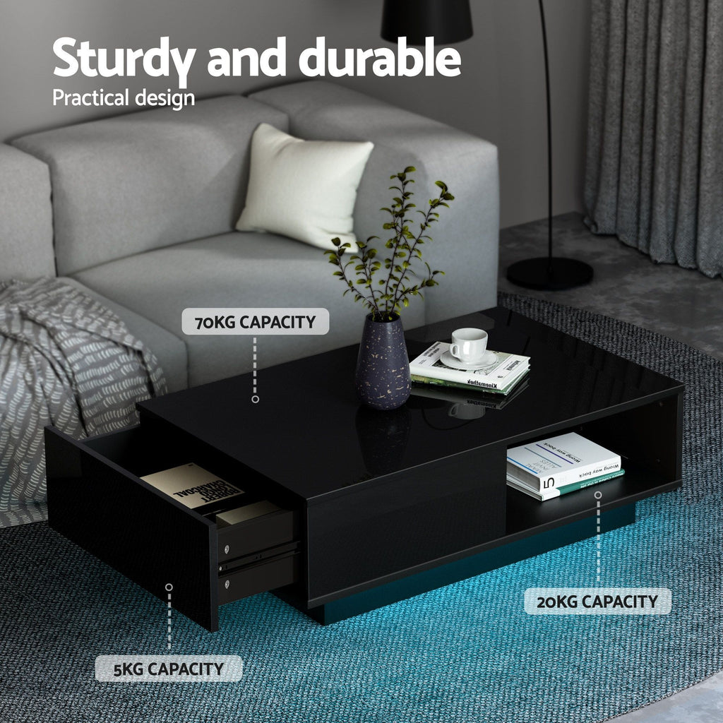Artiss LED TV Unit & Coffee Table Set - Black