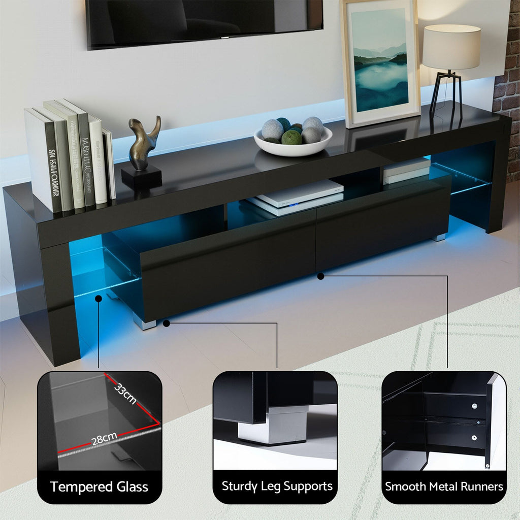 Artiss LED TV Unit & Coffee Table Set - Black