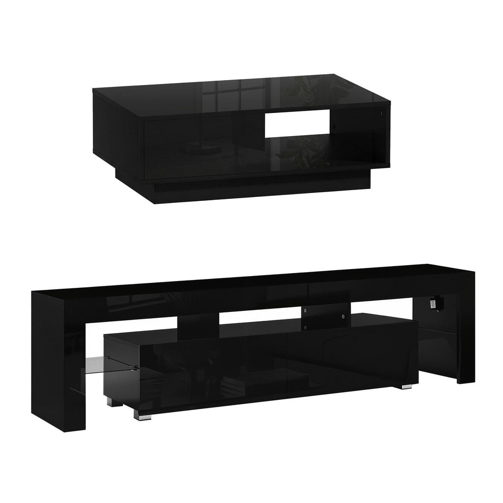 Artiss LED TV Unit & Coffee Table Set - Black