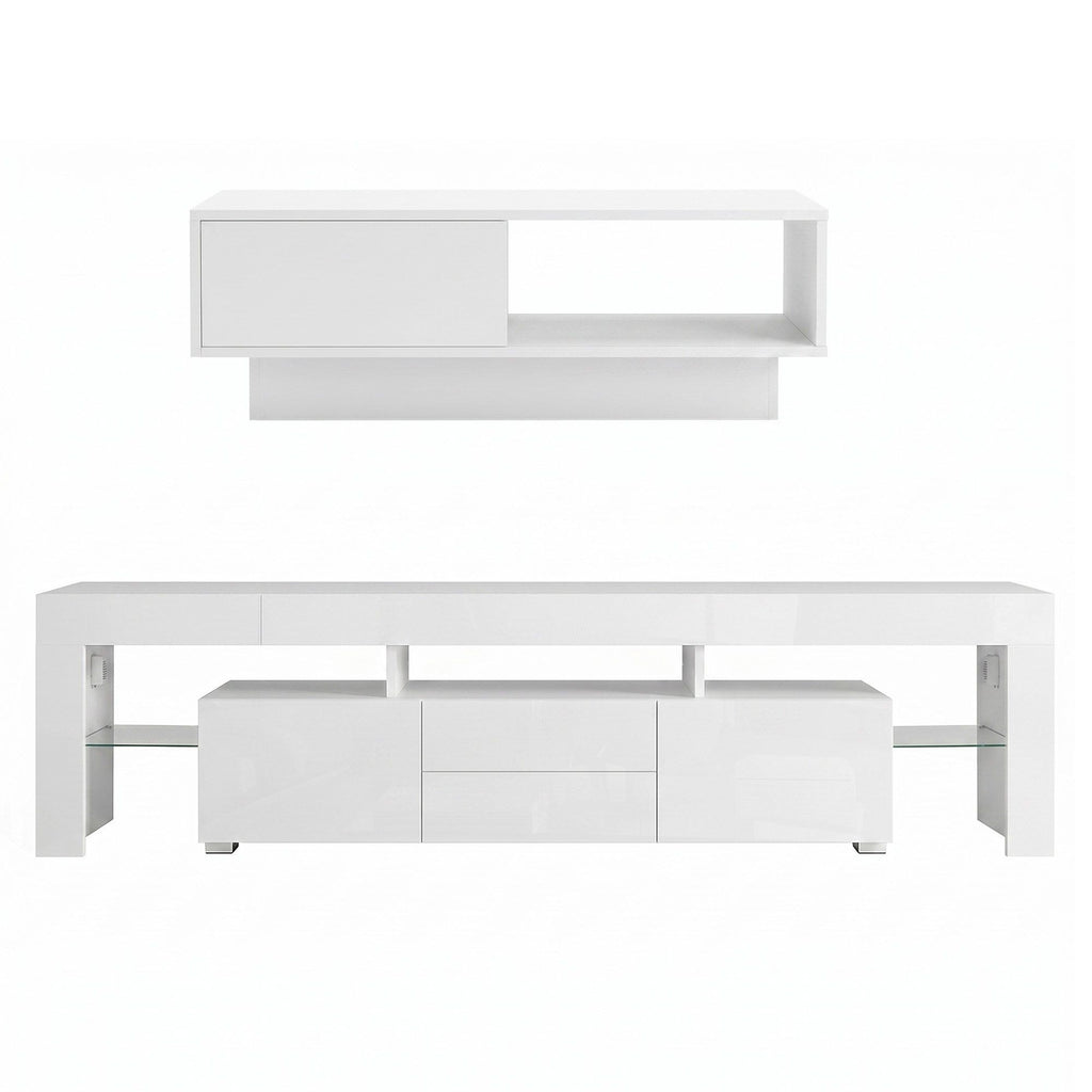 Artiss LED TV Unit & Coffee Table Set - White