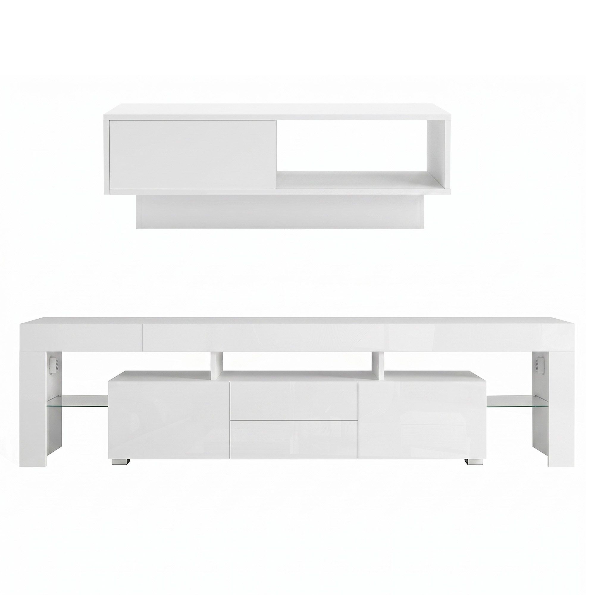 Artiss LED TV Unit & Coffee Table Set - White