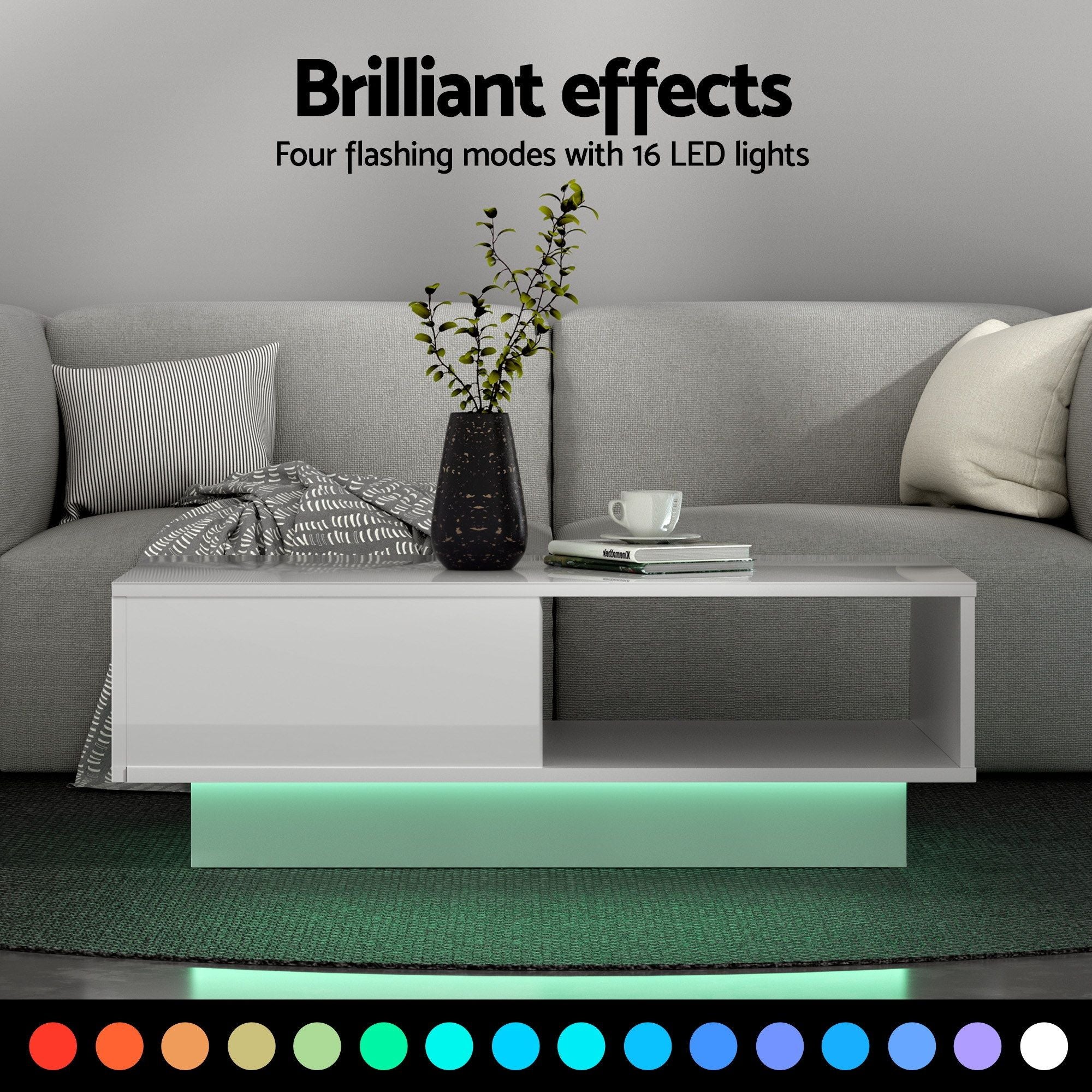Artiss LED TV Unit & Coffee Table Set - White