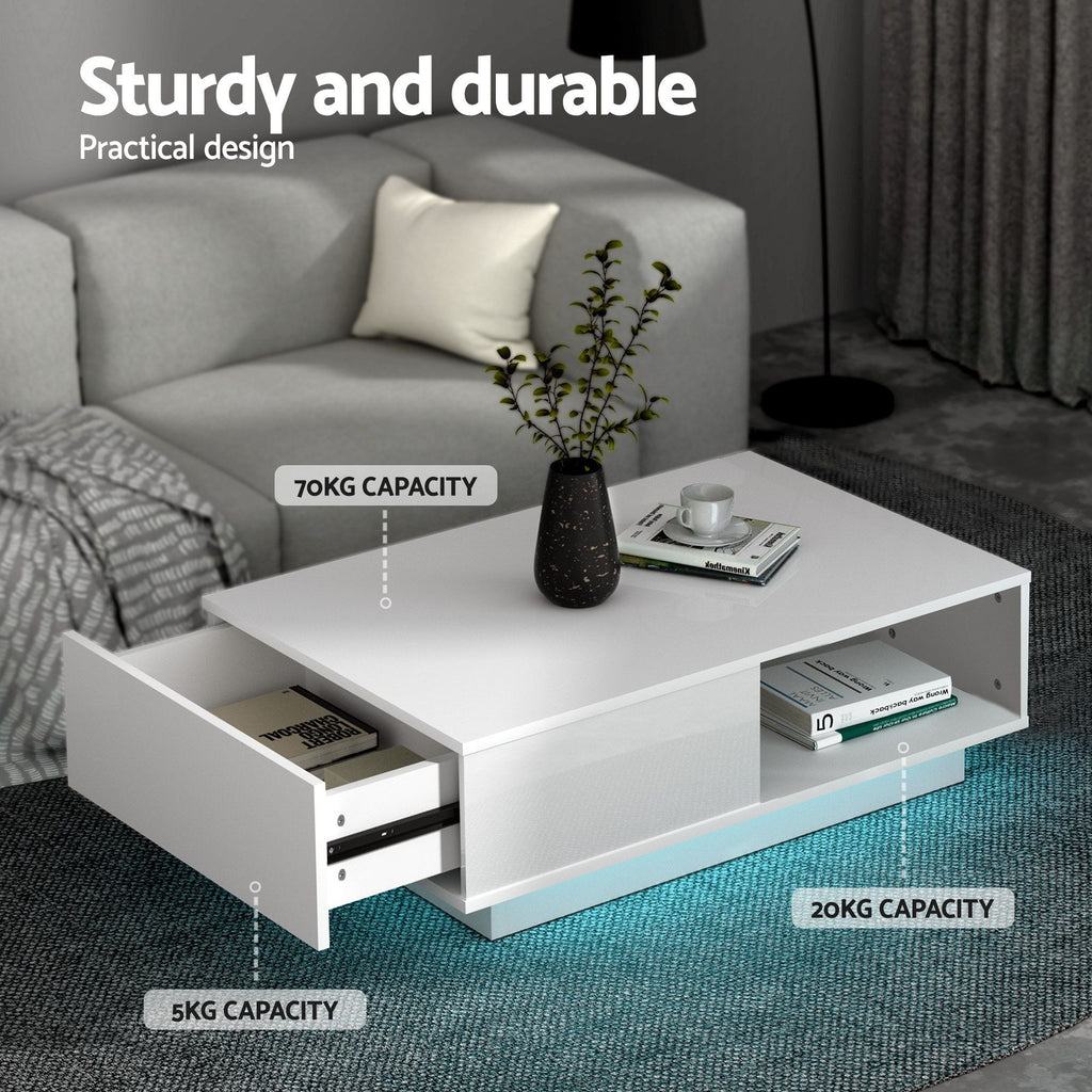 Artiss LED TV Unit & Coffee Table Set - White