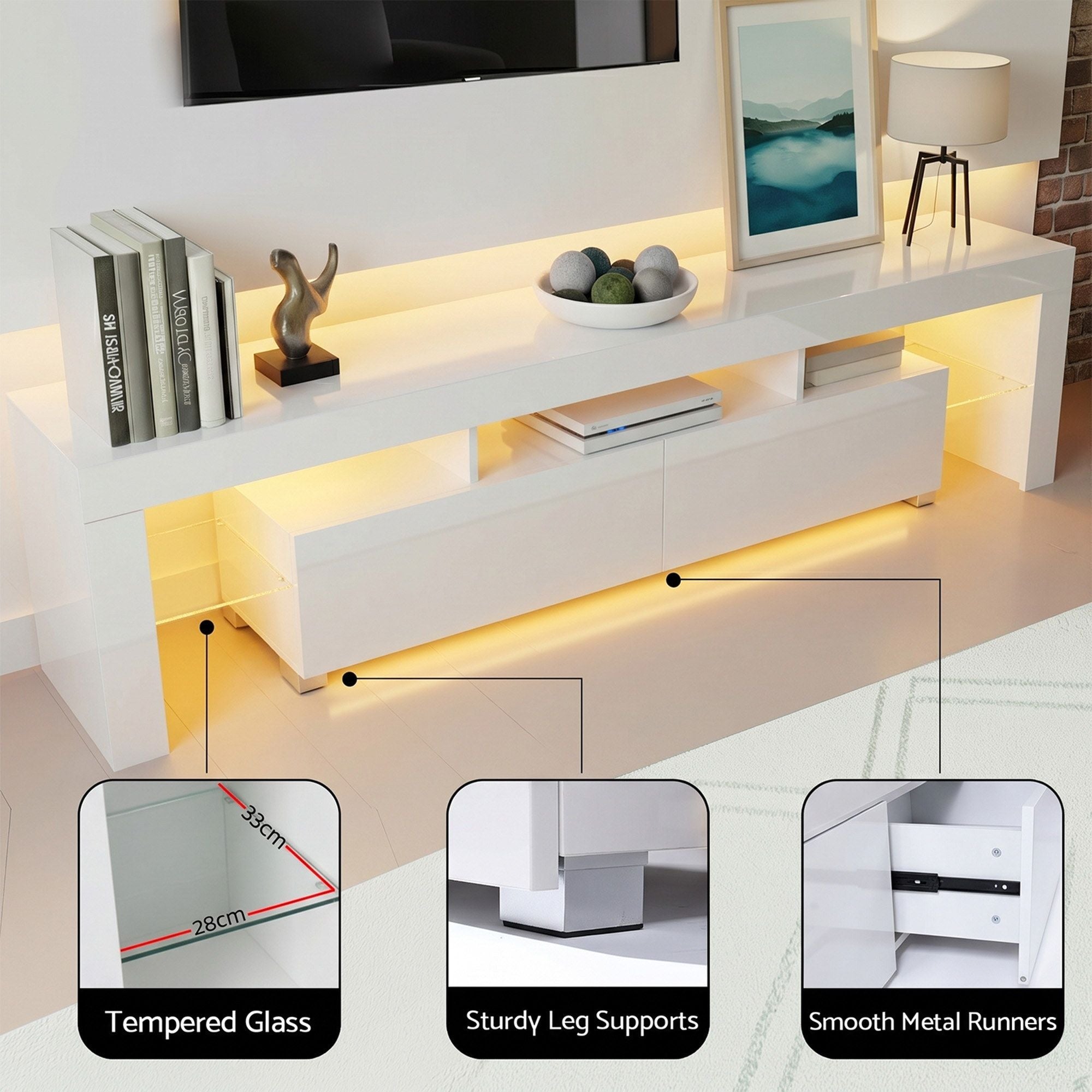Artiss LED TV Unit & Coffee Table Set - White