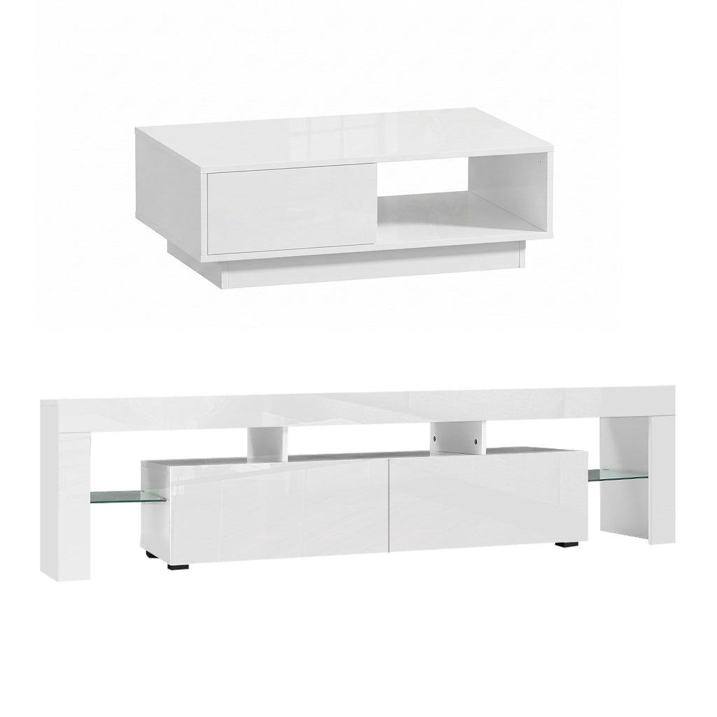 Artiss LED TV Unit & Coffee Table Set - White
