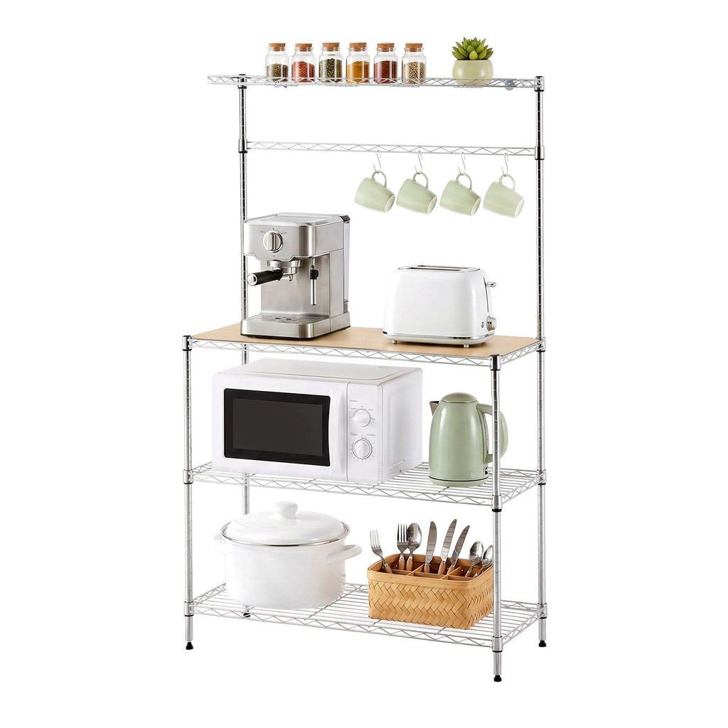 Artiss 4-Tier Metal Kitchen Rack & Microwave Stand - Silver