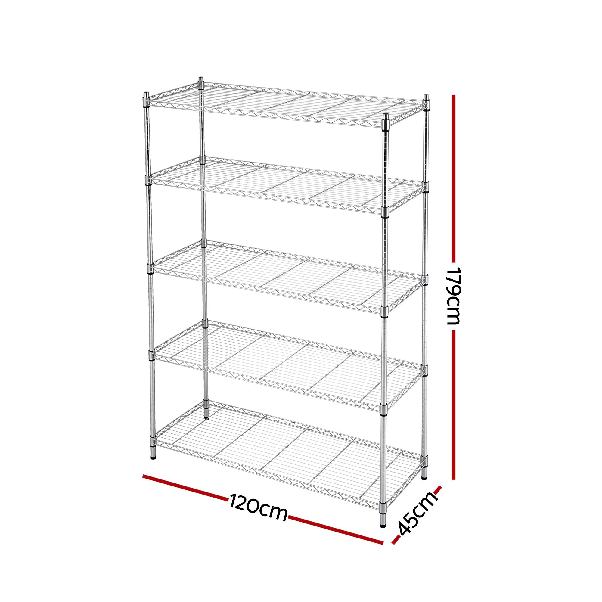 Artiss 5-Tier Adjustable Kitchen Rack 120x45x179cm