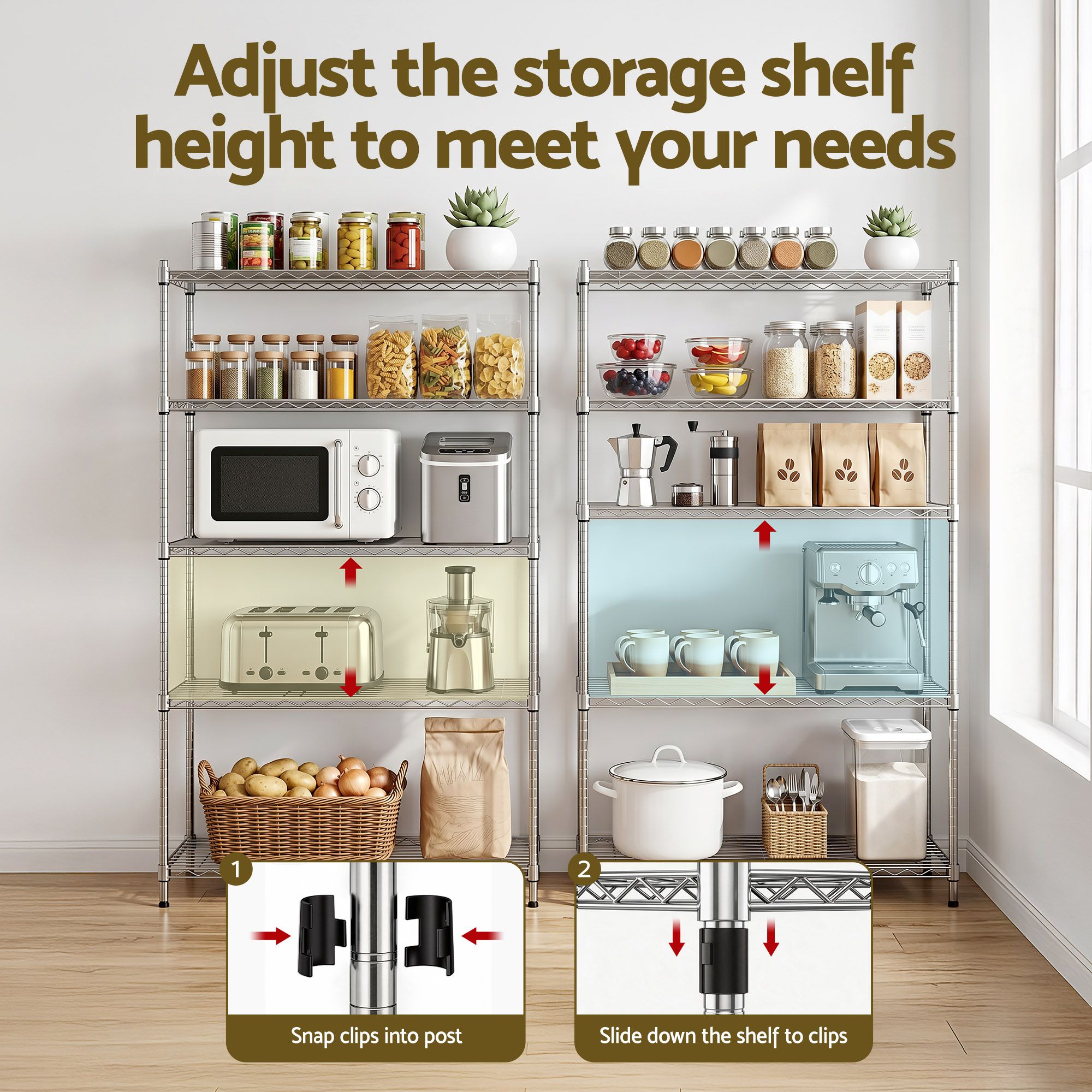 Artiss 5-Tier Adjustable Kitchen Rack 120x45x179cm