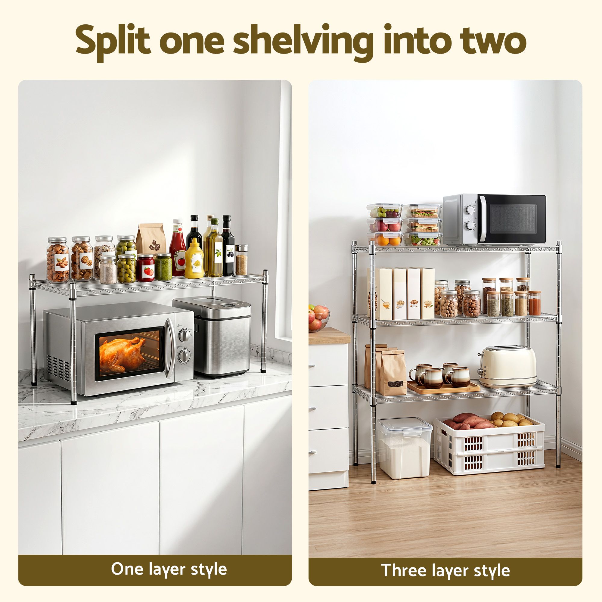 Artiss 5-Tier Adjustable Kitchen Rack 120x45x179cm