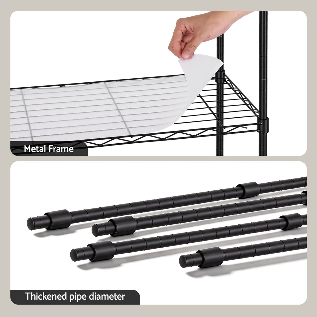 Artiss 5-Tier Adjustable Kitchen Rack 55x30x150cm - Black