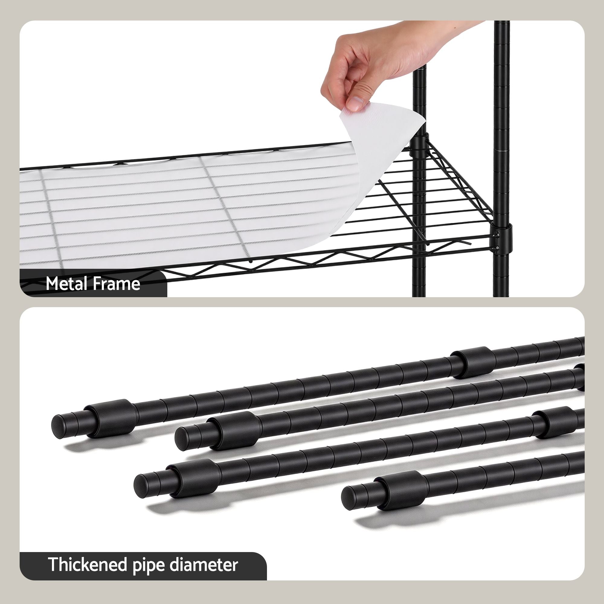 Artiss 5-Tier Adjustable Kitchen Rack 55x30x150cm - Black
