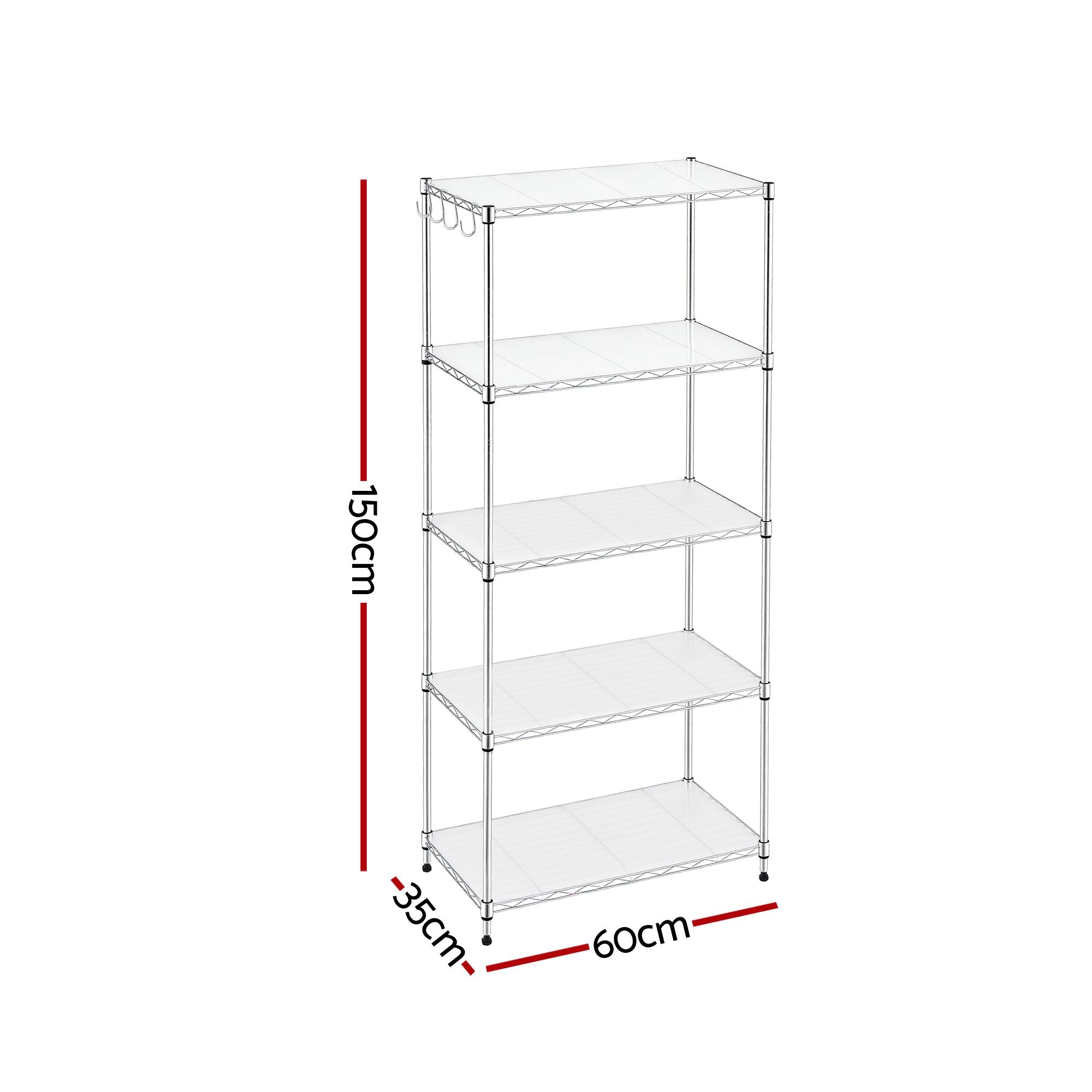 Artiss 5-Tier Adjustable Kitchen Rack 60x35x150cm - Silver