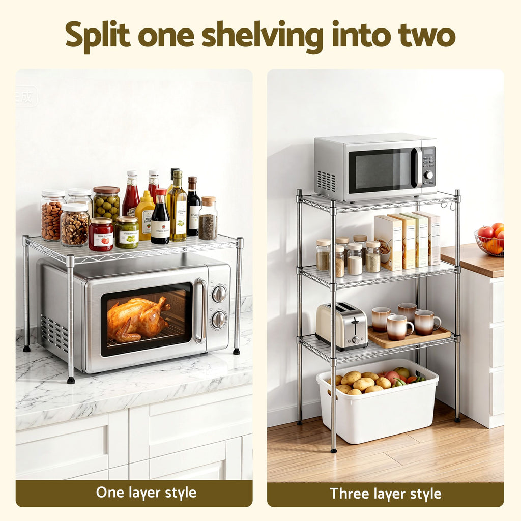 Artiss 5-Tier Adjustable Kitchen Rack 60x35x150cm - Silver