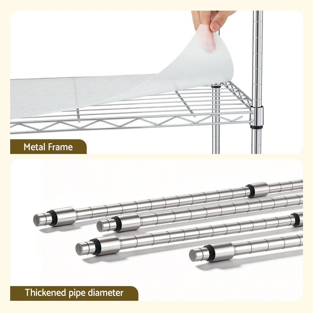 Artiss 5-Tier Adjustable Kitchen Rack 60x35x150cm - Silver