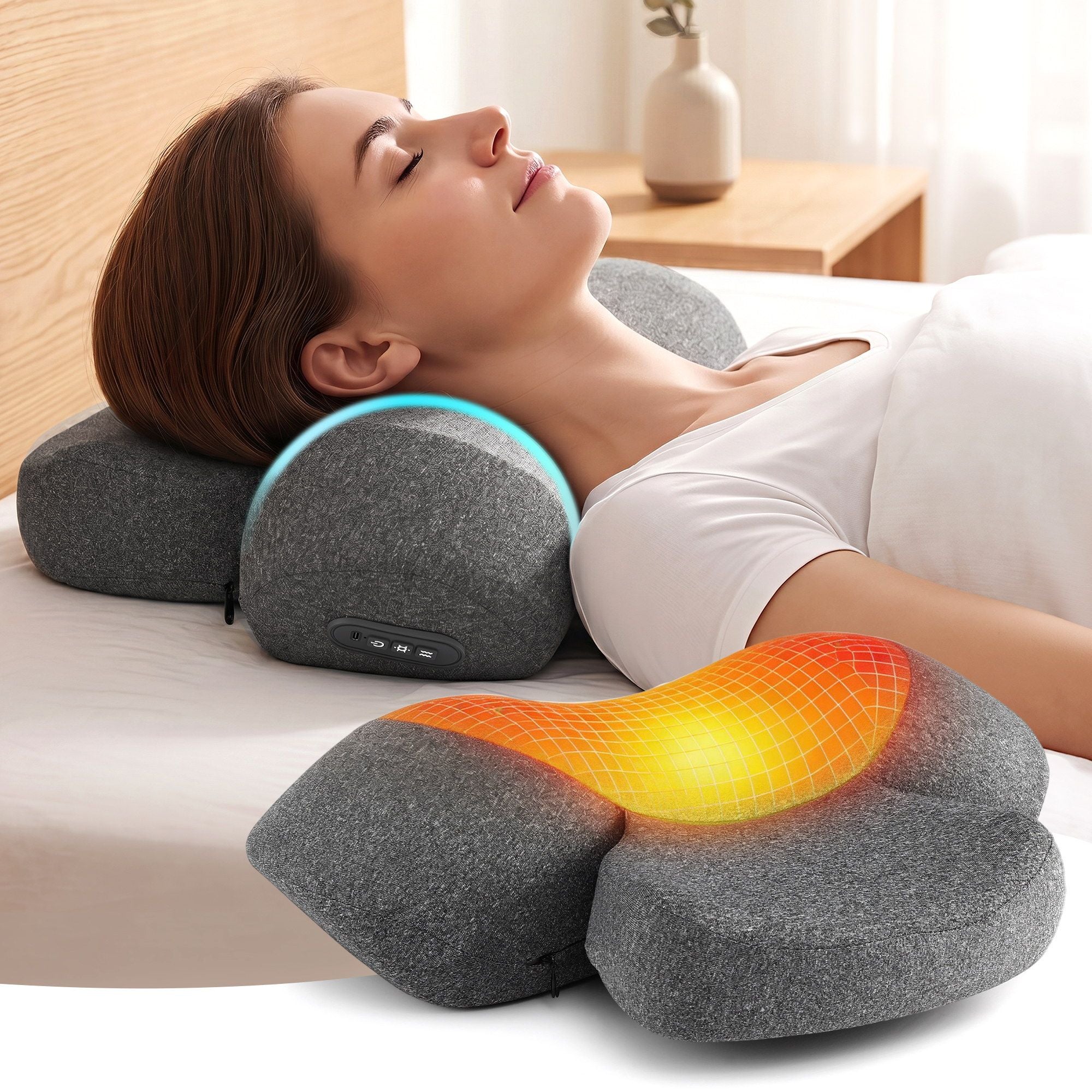 Livemor 2-in-1 Neck Massager Pillow with Heat & Memory Foam