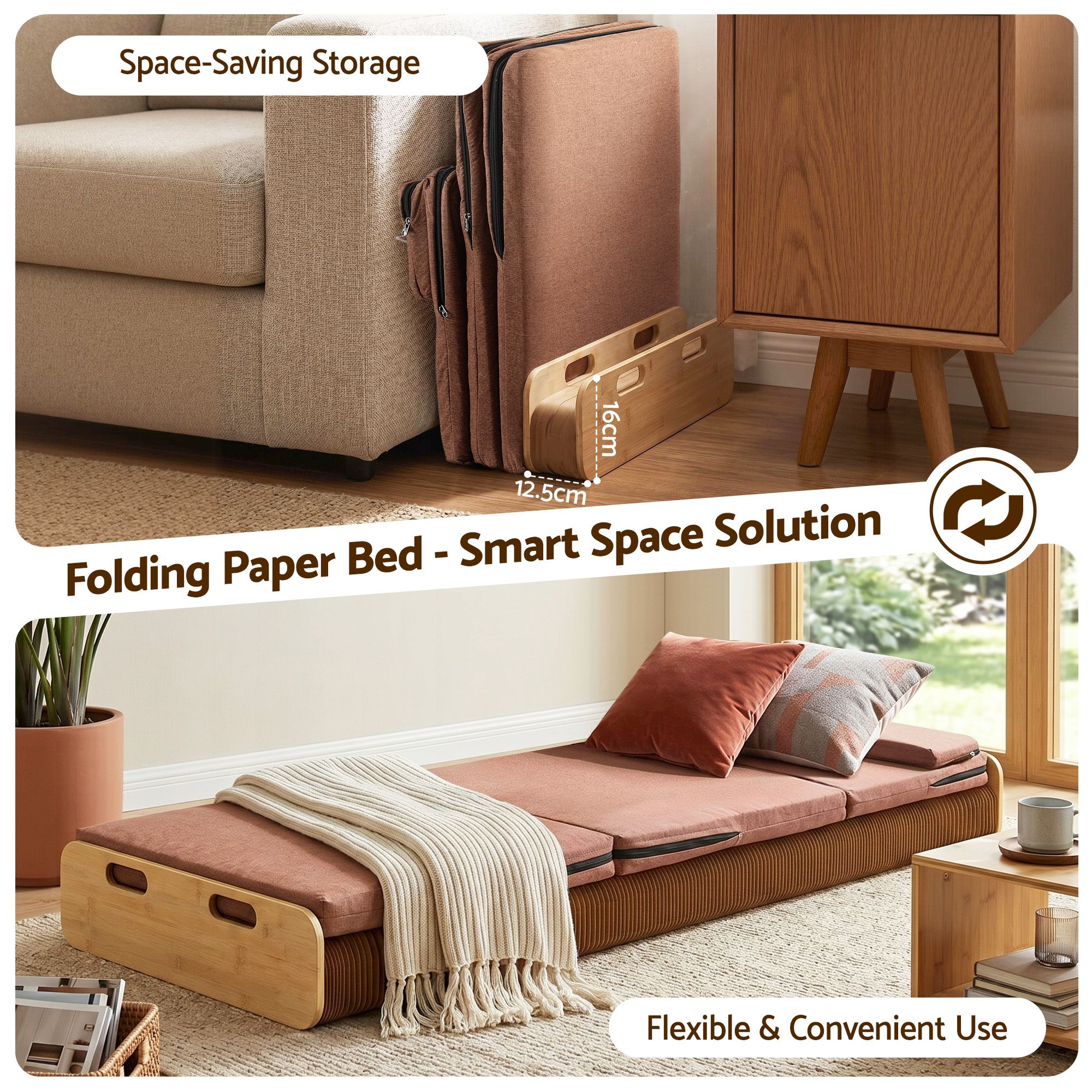 Artiss Folding Bed Frame with Mattress & Pillow 200x60cm