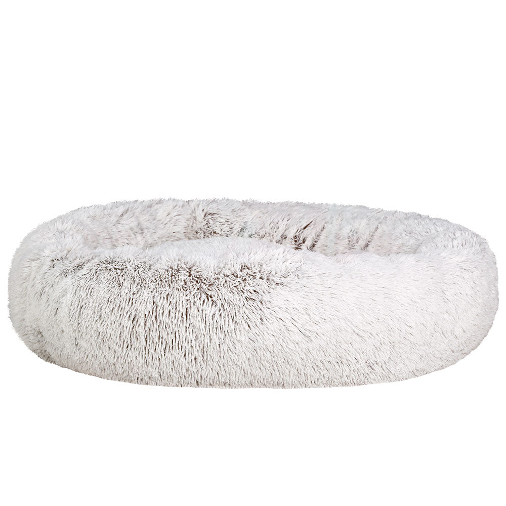 Extra Large Calming Pet Bed – 110cm White & Brown