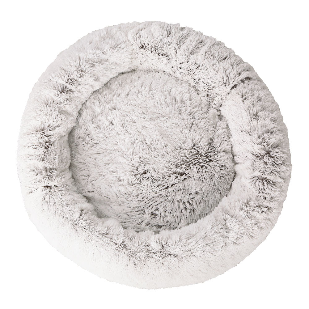 Extra Large Calming Pet Bed – 110cm White & Brown