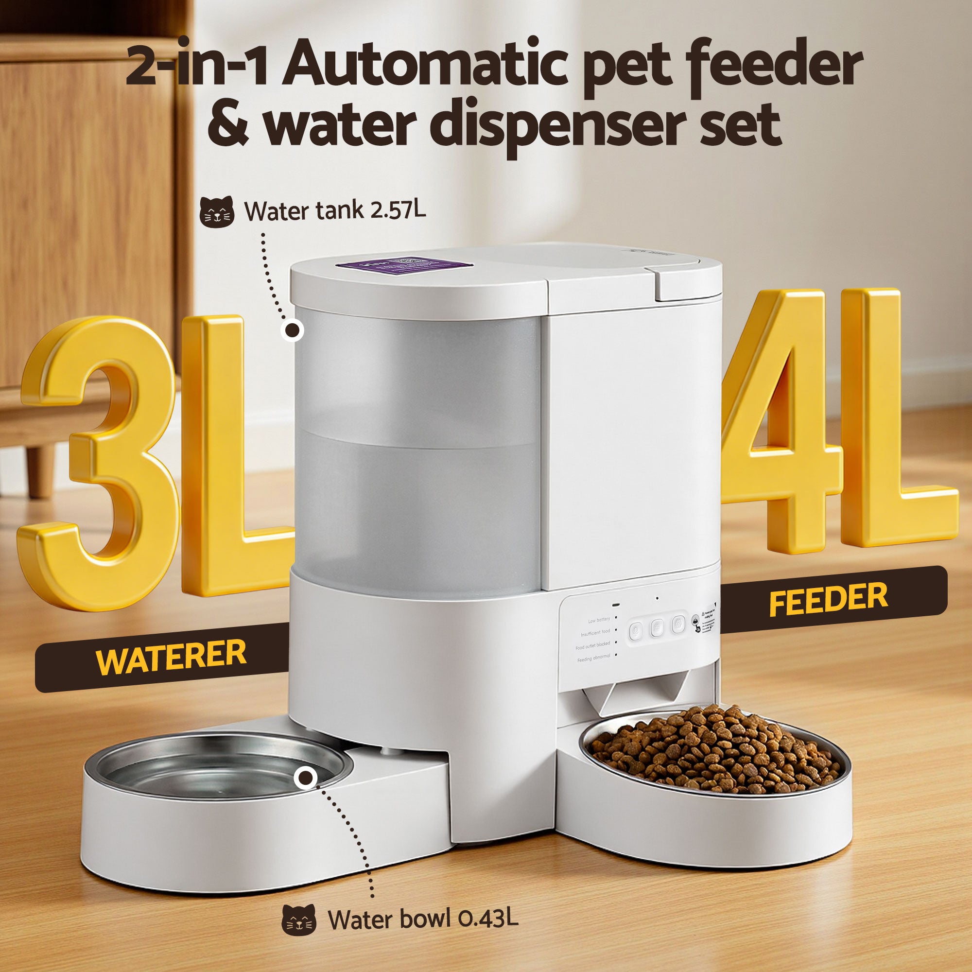 2-in-1 Smart Pet Feeder & Water Dispenser – WiFi Automatic Food Station for Cats & Dogs
