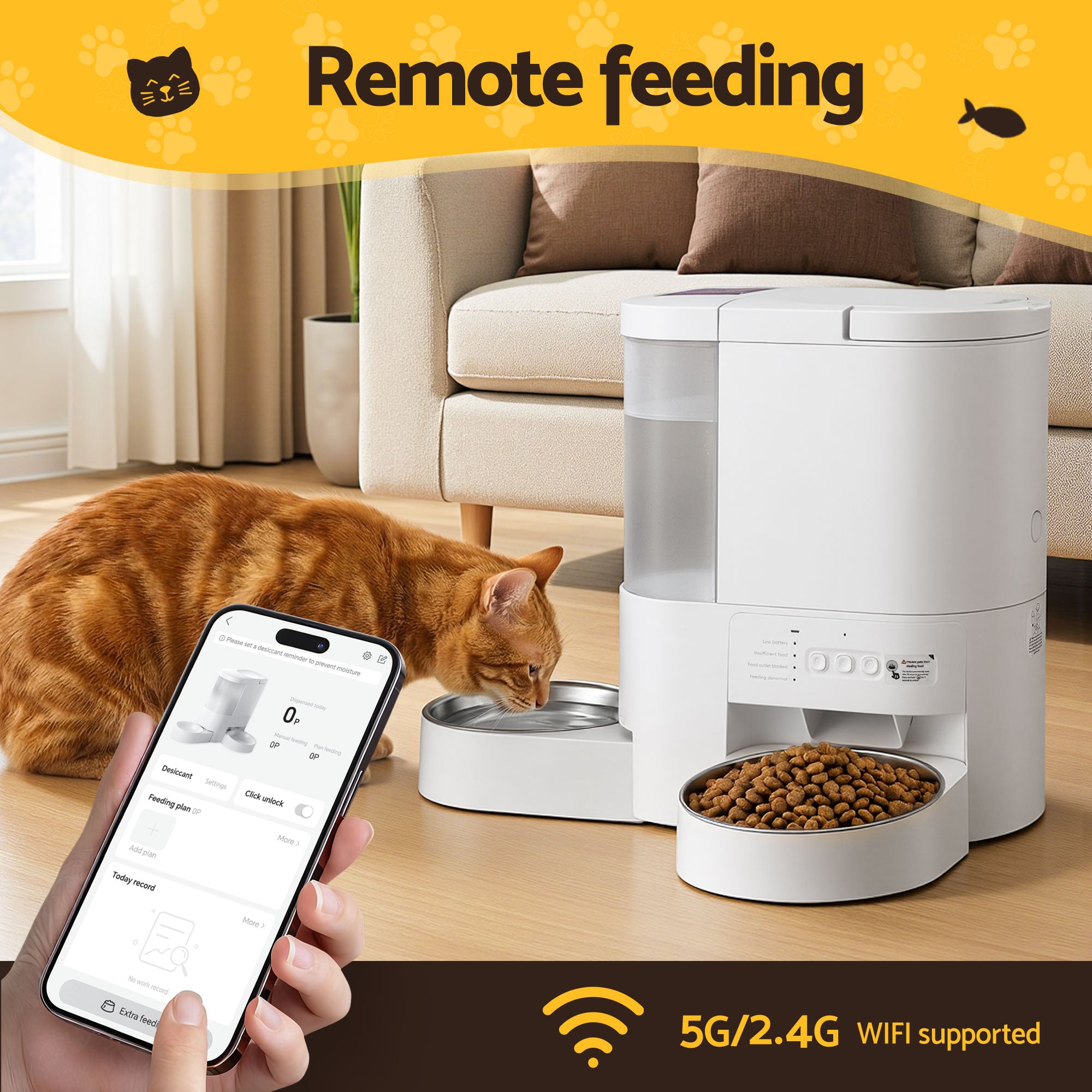 2-in-1 Smart Pet Feeder & Water Dispenser – WiFi Automatic Food Station for Cats & Dogs