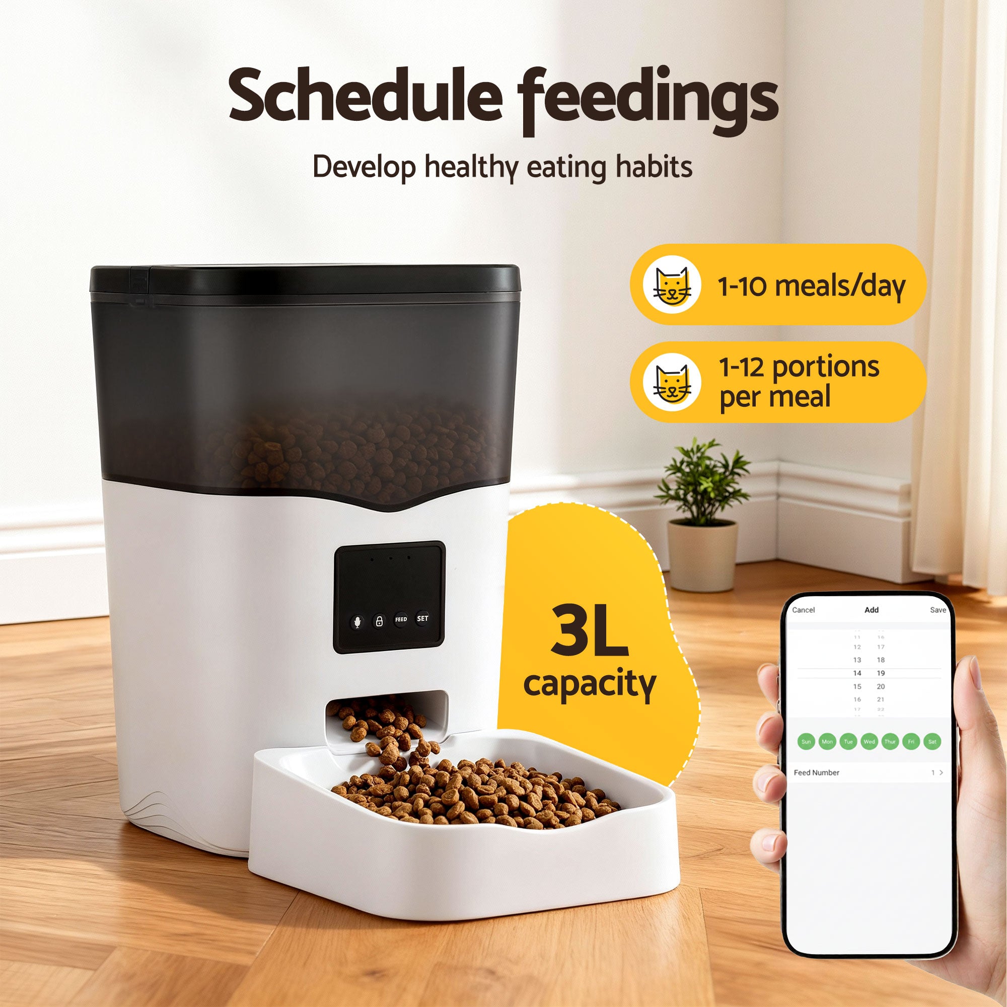 Smart WiFi Automatic Pet Feeder – 3L Food Dispenser for Cats & Dogs