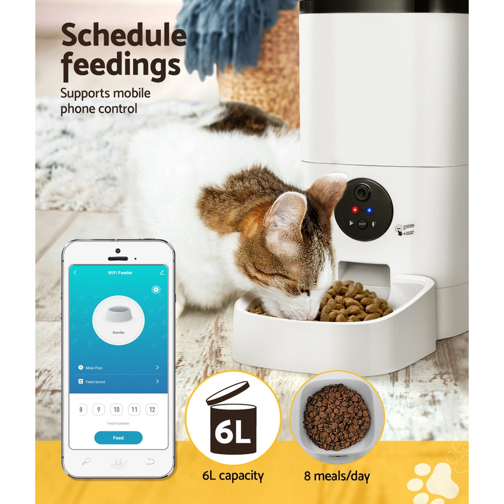 Smart WiFi Pet Feeder with Camera – 6L Auto Food Dispenser for Cats & Dogs