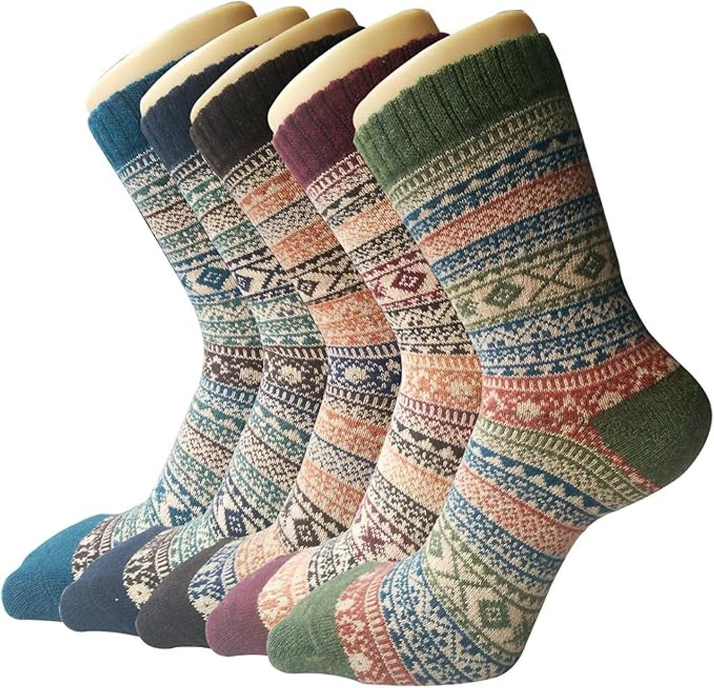 Women's Warm Winter Socks 5-Pack – Retro Design