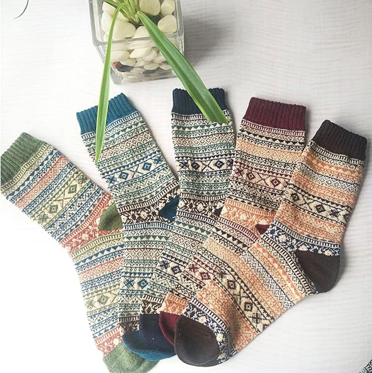 Women's Warm Winter Socks 5-Pack – Retro Design