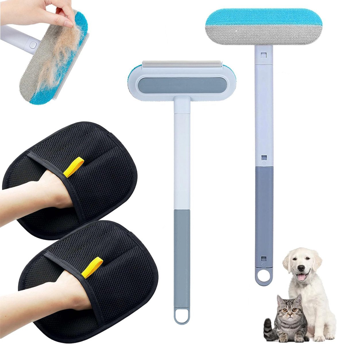 Pet Hair Removal Deshedding Gloves - Set of 4