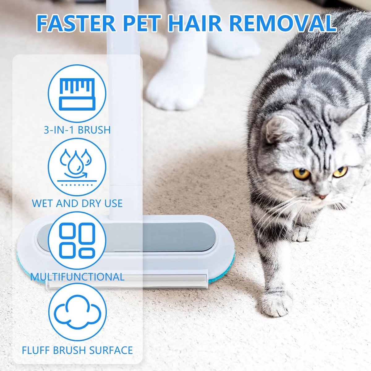 Pet Hair Removal Deshedding Gloves - Set of 4