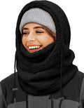 3-in-1 Women's Hat, Scarf & Face Mask – Balaclava Black