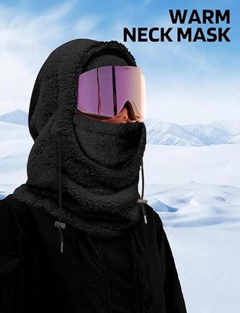 3-in-1 Women's Hat, Scarf & Face Mask – Balaclava Black