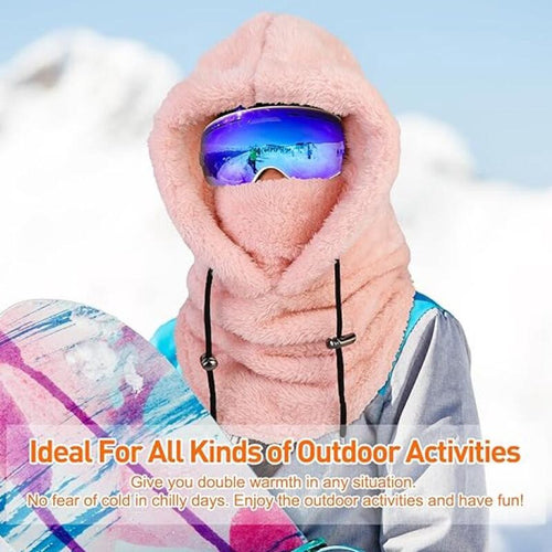 3-in-1 Women's Hat, Scarf & Face Mask – Balaclava Pink