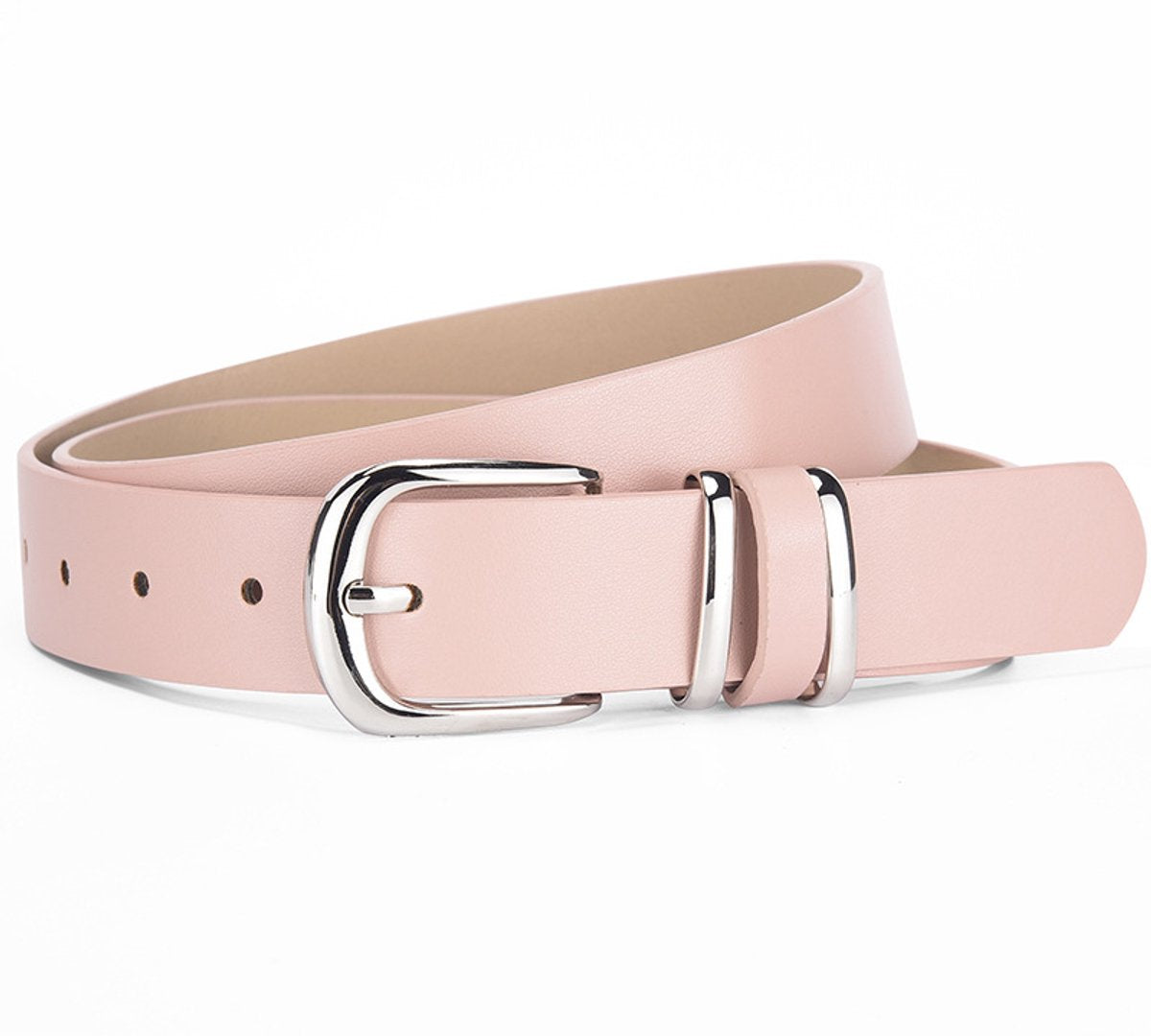 Women's Leather Trouser Belt – Pink Gold Buckle 110cm