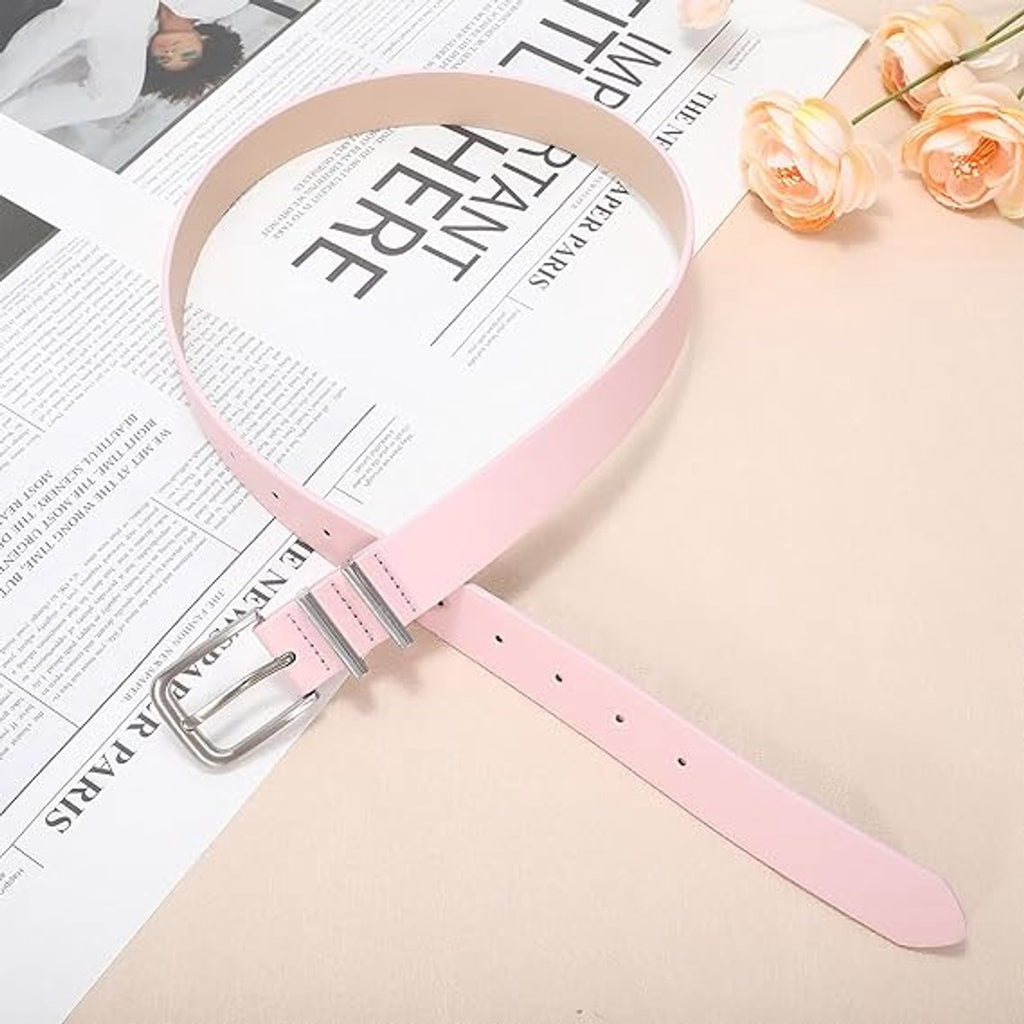 Women's Leather Trouser Belt – Pink Gold Buckle 110cm